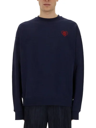 Family First Sweatshirt With Logo In Blue