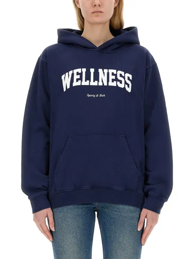 Sporty And Rich Sweatshirt With Logo In Blue