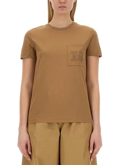 Max Mara T-shirt With Logo In Brown