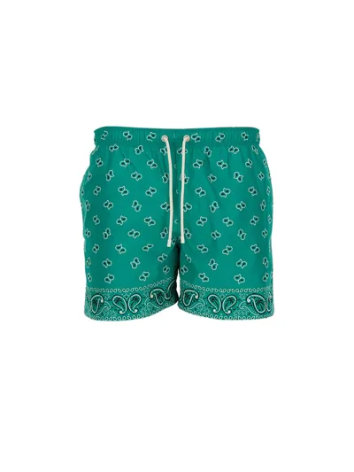 Palm Angels Paisley-print Swim Shorts In Green