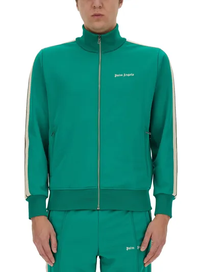 Palm Angels Zip Sweatshirt. In Green