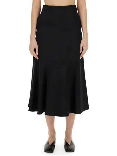 Jil Sander Flared Skirt In Black