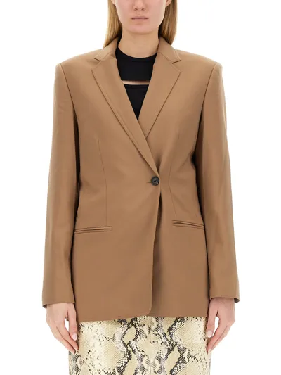 Helmut Lang Asymmetric Blazer In Beige