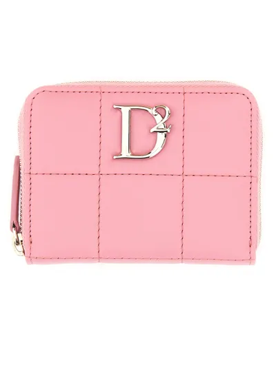 Dsquared2 Logo-plaque Quilted Wallet In Pink