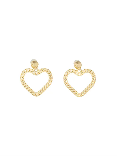 Moschino Chain Heart Earrings In Gold