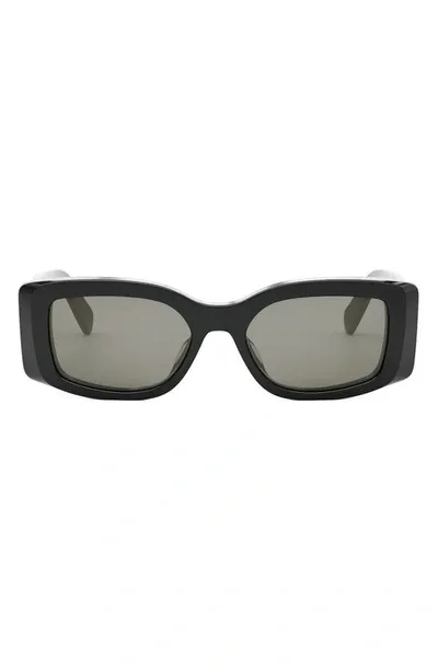 Celine Triomphe Acetate Rectangle Sunglasses In Shiny Black Smoke