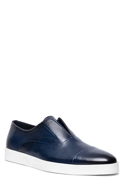 Santoni Men's Money Laceless Leather Slip-on Sneakers In Blue