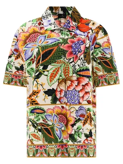 Etro Floral-print Cotton Shirt In Multicolore