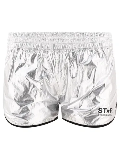 Golden Goose Diana Logo Printed Shorts In Metallic