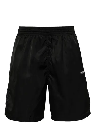 Off-white Logo Swim Shorts In Nero