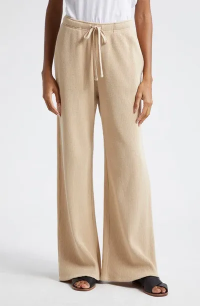 Atm Anthony Thomas Melillo Waffle-knit Wide-leg Drawstring Pants In Shiitake