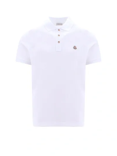 Moncler Logo Cotton Polo Shirt In White