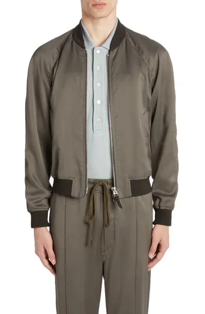 Tom Ford Fluid Viscose Cady Bomber In Brown