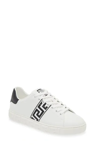 Versace Barocco Greca Jacquard Low Top Sneaker In 2w020-white Black