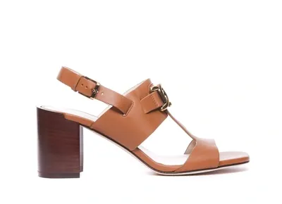 Tod's Kate 75mm Leather Sandals In Dark Kenya