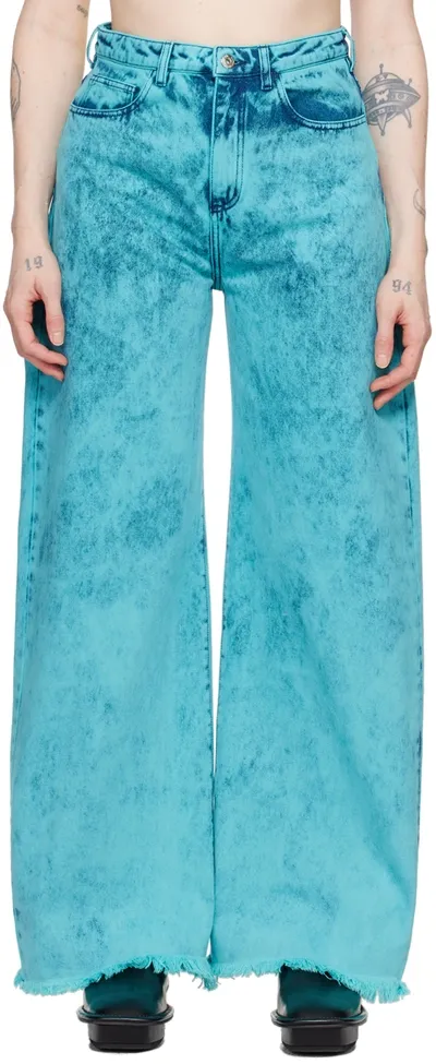 Marques' Almeida Blue Tie-dye Boyfriend Jeans In Turquoise