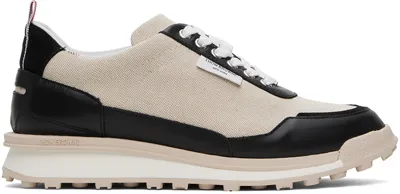 Thom Browne Alumni Panelled Lace-up Sneakers In Beige