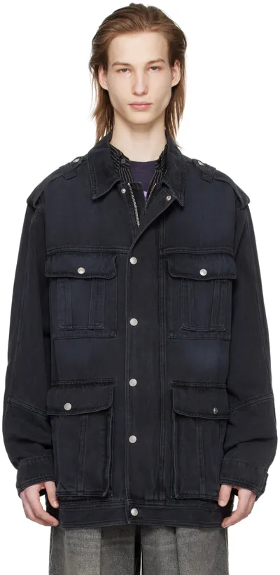 Isabel Marant Black Taho Denim Jacket In 02fk Faded Black