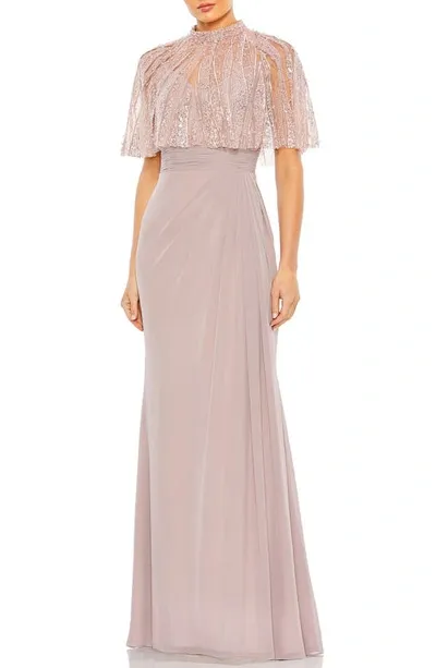 Mac Duggal Women's Embellished Butterfly-sleeve Gown In Rose