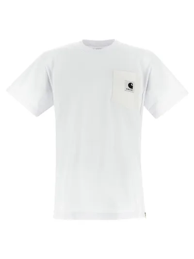 Sacai X Carhartt Wip Logo T-shirt In White