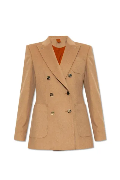 Max Mara Piombo Double-breasted Long-sleeved Blazer In Camel