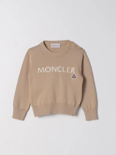 Moncler Babies' Cotton Knit Crewneck Sweater In Beige