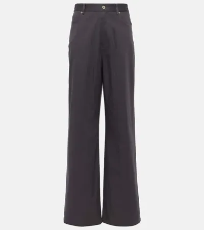 Loewe High-rise Cotton Wide-leg Pants In Grey