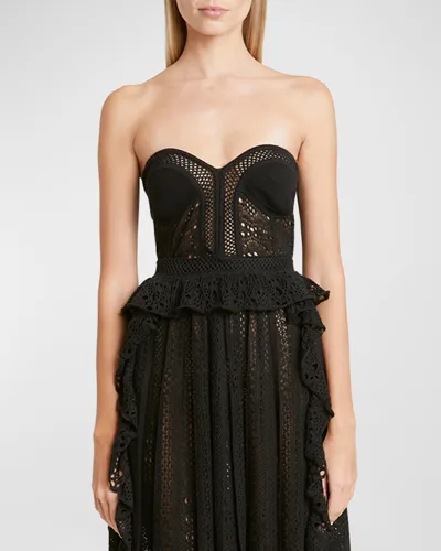 Chloé Sweetheart Linen-blend Bustier Top In Black