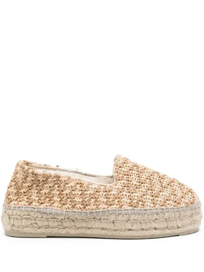 Manebi Zigzag-woven Raffia Espadrilles In White