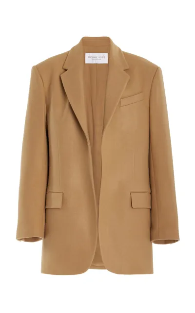 Michael Kors Oversized Wool Wrap Blazer In Brown