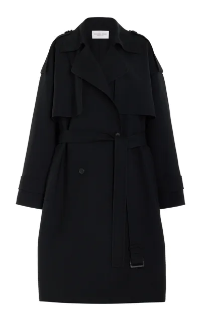 Michael Kors Oversized Wool Gabardine Trench Coat In Black