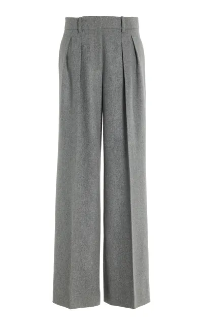 Michael Kors Relaxed Pleated Wool-flannel Trousers In Grey