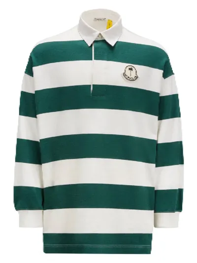 Moncler Genius Moncler X Palm Angels Jersey Polo Shirt In Green,white