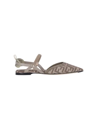 Fendi "colibrì Lite" Flat Shoes In Gray