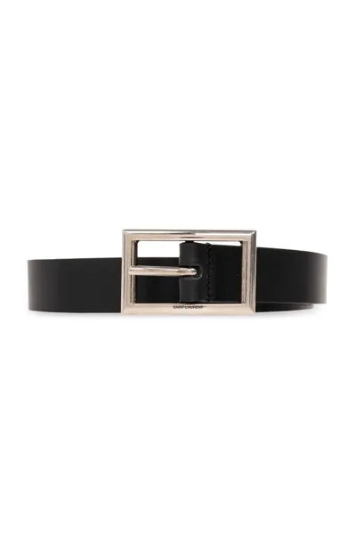 Saint Laurent Rectangular Buckle Belt In Black