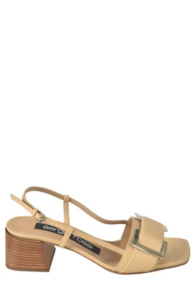 Sergio Rossi Slingback Strapped Sandals In Beige