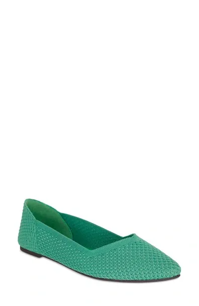 Mia Kerri Pointed Toe Knit Flat In Green