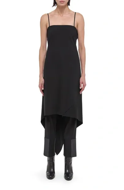 Helmut Lang Scarf Hem Wool Dress In Black