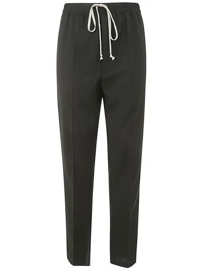 Rick Owens Drawstring Slim Long Trousers Clothing In Black