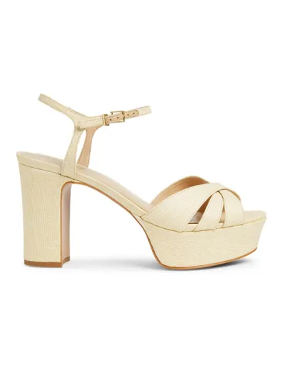 Schutz Women's Keefa Crossover Strap High Heel Platform Sandals In Natural Light Wood