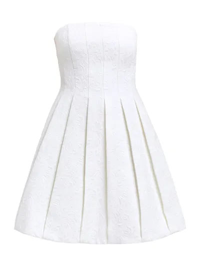 Mestiza New York Brielle Pleated Strapless Jacquard Mini Dress In Ivory