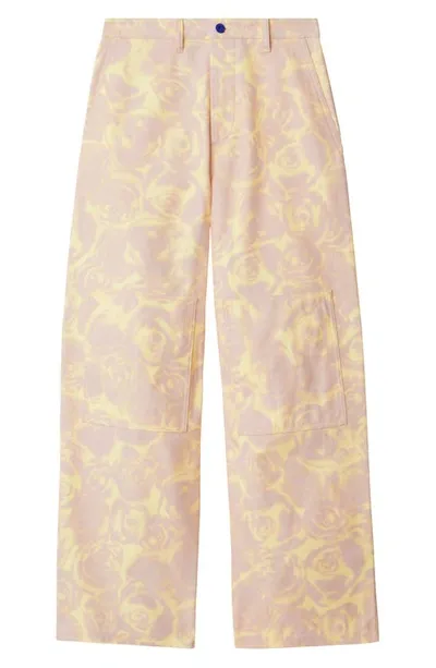 Burberry Rose Cotton Trousers In Multicolor