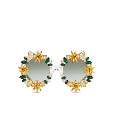 Dolce & Gabbana Crystal Sunglasses In Gold