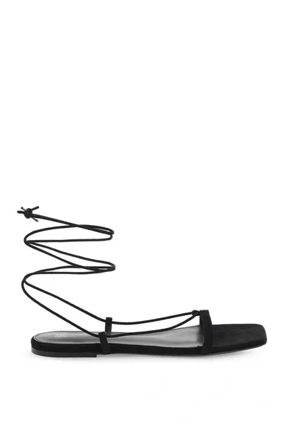 Totême The Suede Tie Sandals In Black