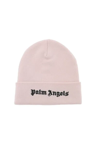 Palm Angels Beanie With Logo In White