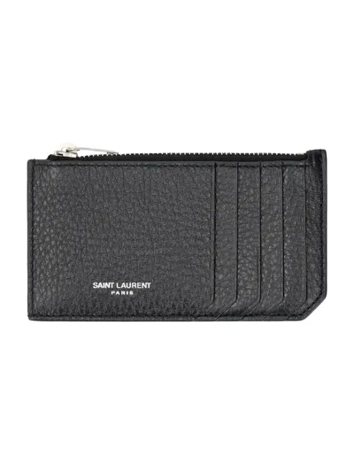 Saint Laurent Leather Id Card Case In Black