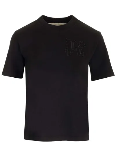 Palm Angels Black T-shirt With Monogram