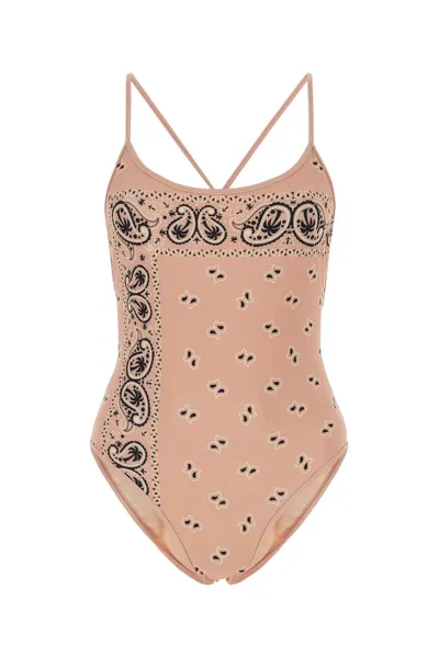 Palm Angels Printed Stretch Polyester Swimsuit In Pink Pink