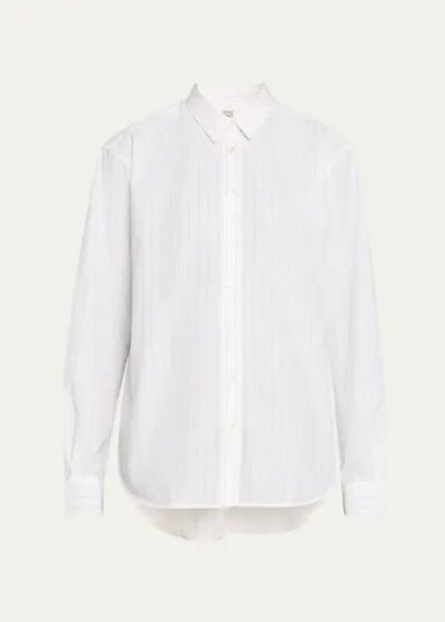 Totême Signature Cotton Shirt In White,ochre