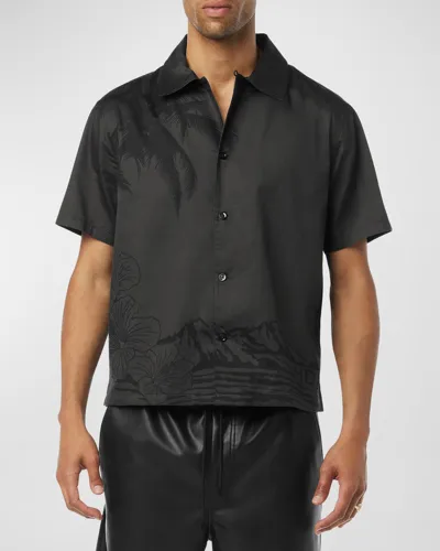 Hudson Short Sleeve Button Front Camp Shirt In Night Palm